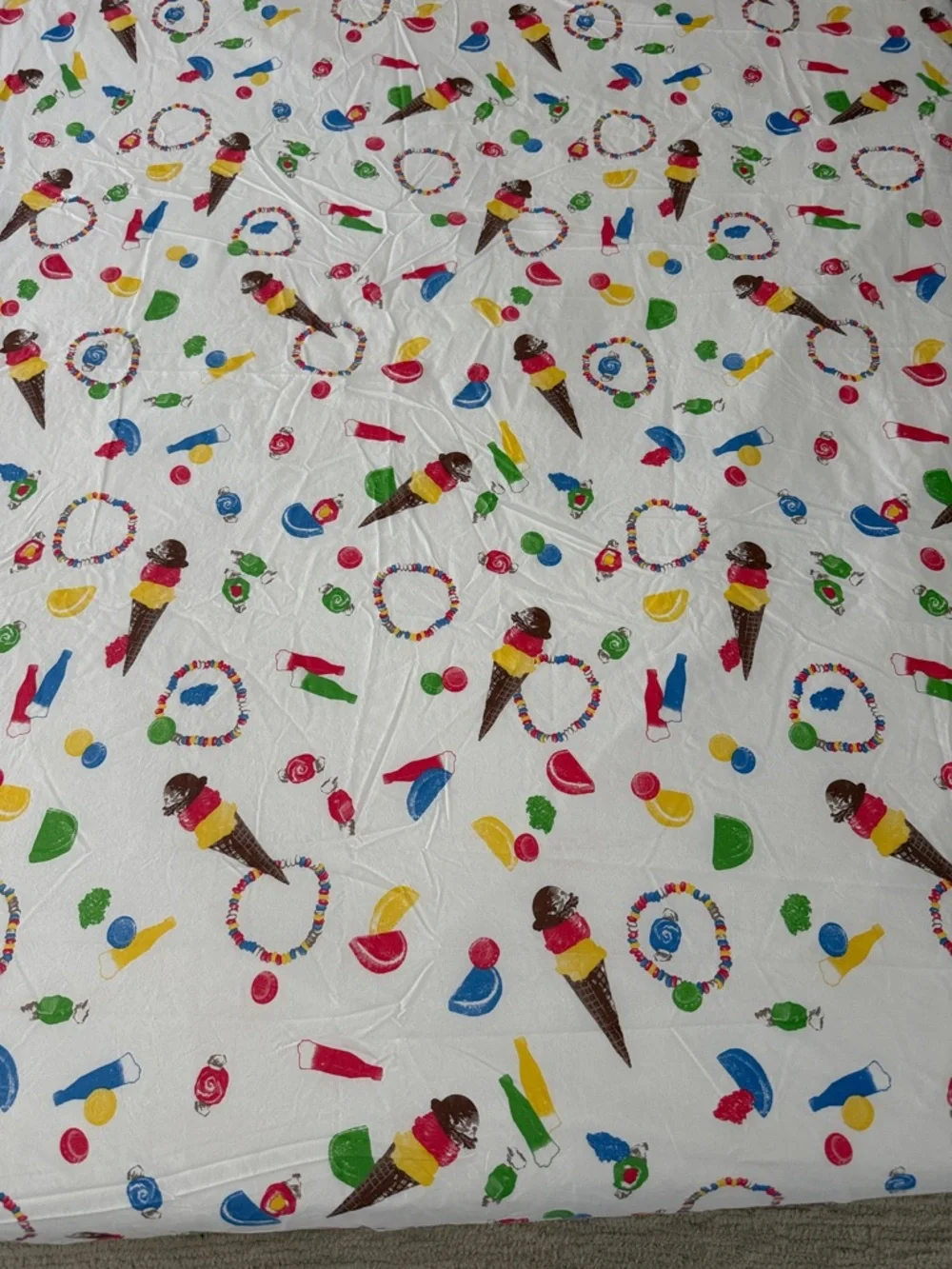 Rare Vermont Country Store Queen Flat Sheet Pillowcases Ice Cream Candy Taffy